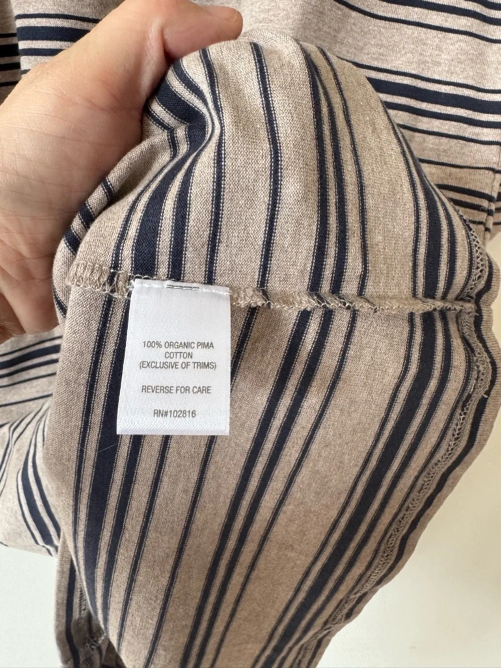 NWOT Garnet Hill Organic Taupe and Navy Striped Bateau Shift Dress Pockets 6 - Picture 9 of 9